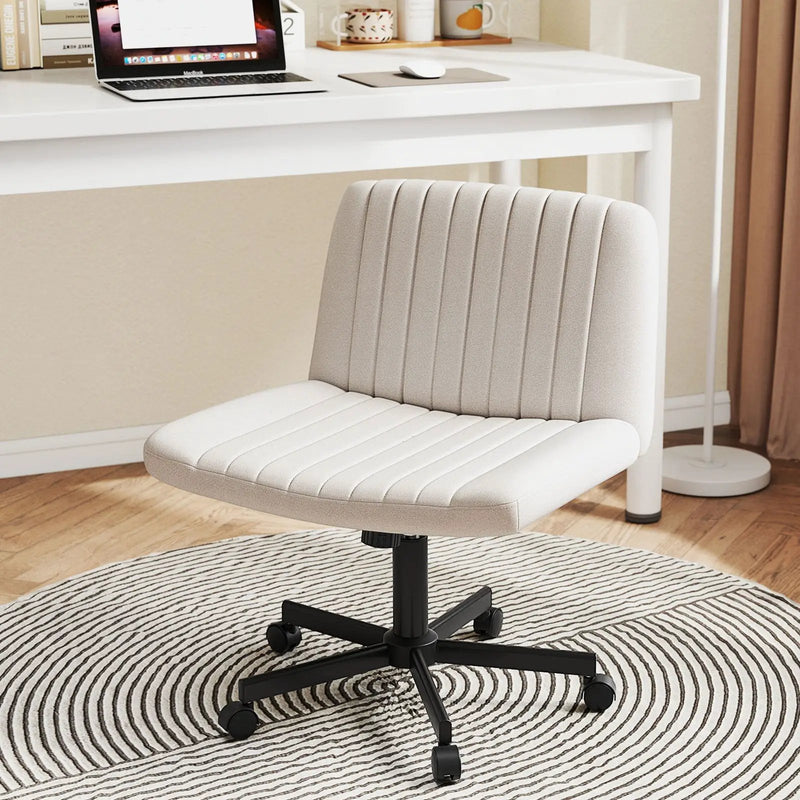 Criss Cross Chair with Wheels Cross-Legged Swivel Desk Chair with Soft-Padded Wide Seat by DirectDeals
