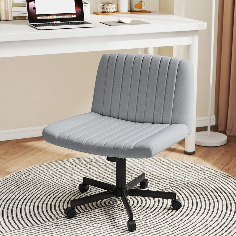 Criss Cross Chair with Wheels Cross-Legged Swivel Desk Chair with Soft-Padded Wide Seat by DirectDeals