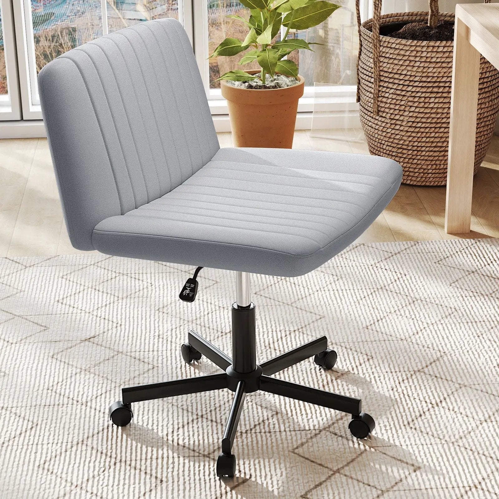 Criss Cross Chair with Wheels Cross-Legged Swivel Desk Chair with Soft-Padded Wide Seat by DirectDeals