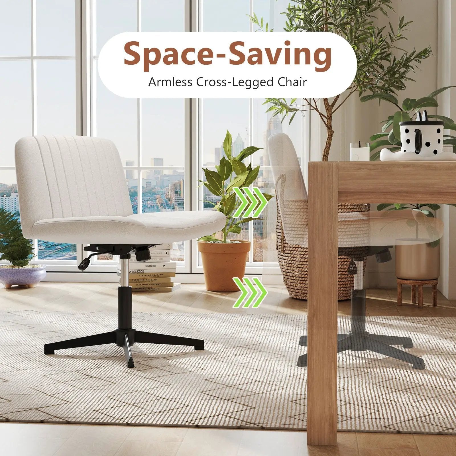 Criss Cross-Legged Swivel Desk Chair No Wheels by DirectDeals