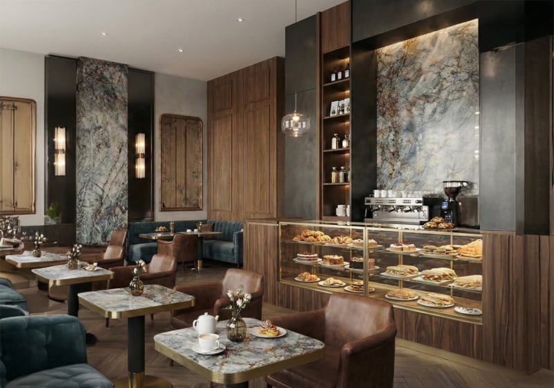 Cristallo Azur Polished Quartzite Slab Random room scene 4