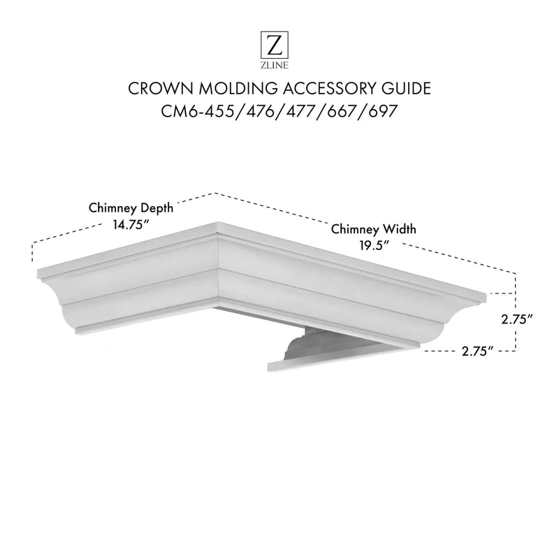 Crown Molding 6 Wall Range Hood Stainless, CM6-455/476/477/667/697 by Farmhouse Kitchen and Bath