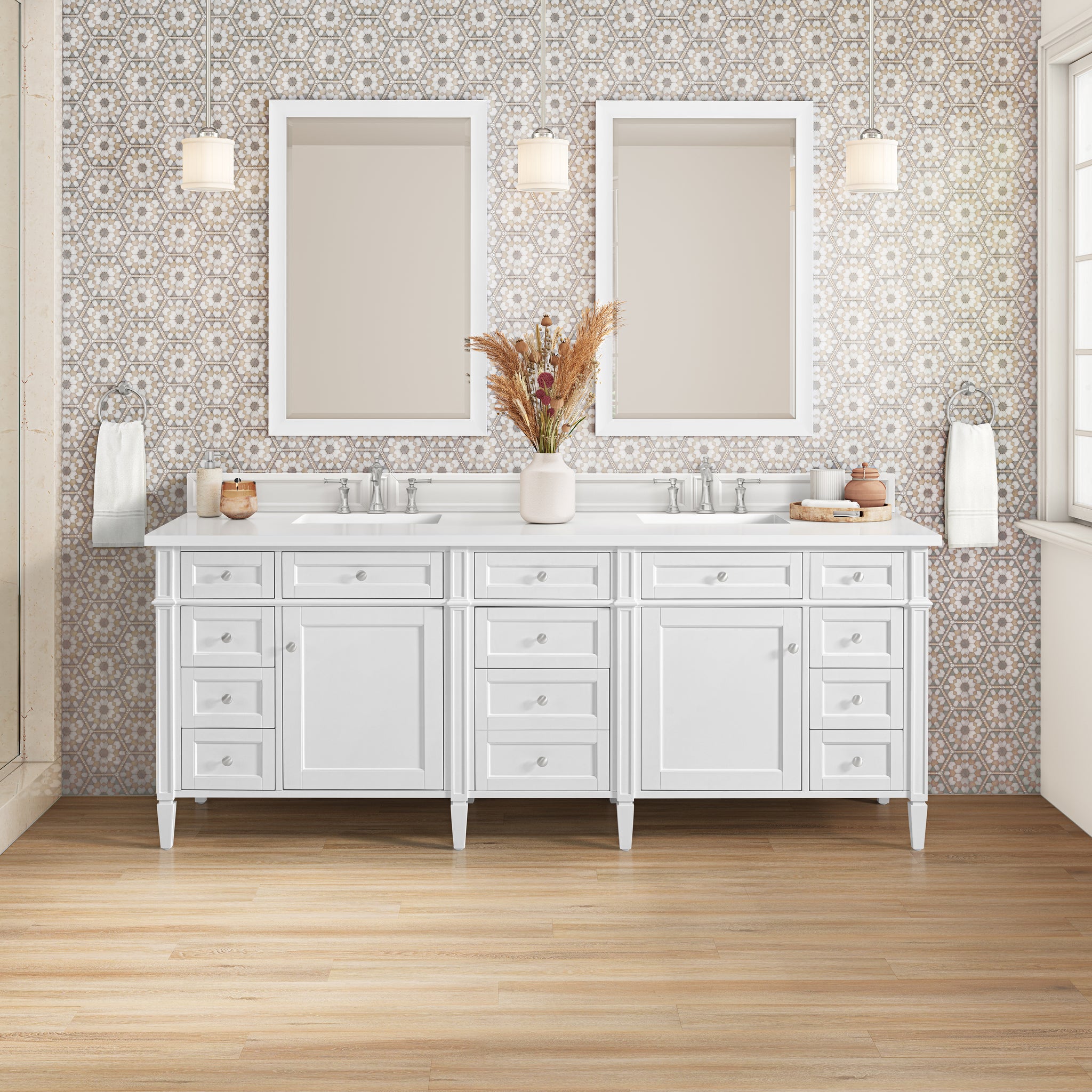 James Martin Brittany 84" Double Bathroom Vanity, Bright White, view 14