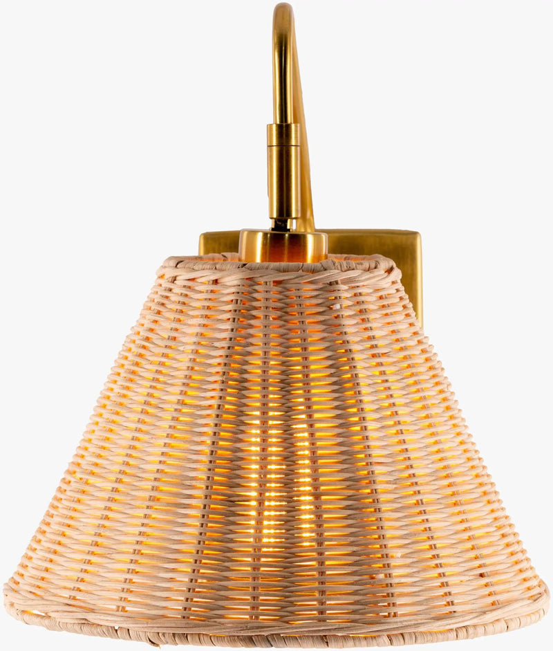 Gabas Gold Iron Rattan Wall Sconces by Boutique Rugs