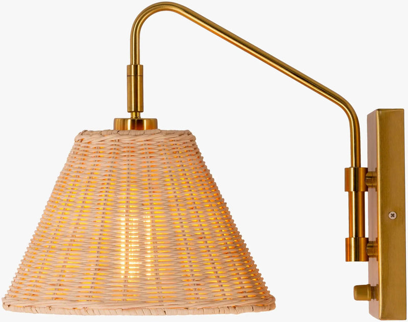 Gabas Gold Iron Rattan Wall Sconces by Boutique Rugs