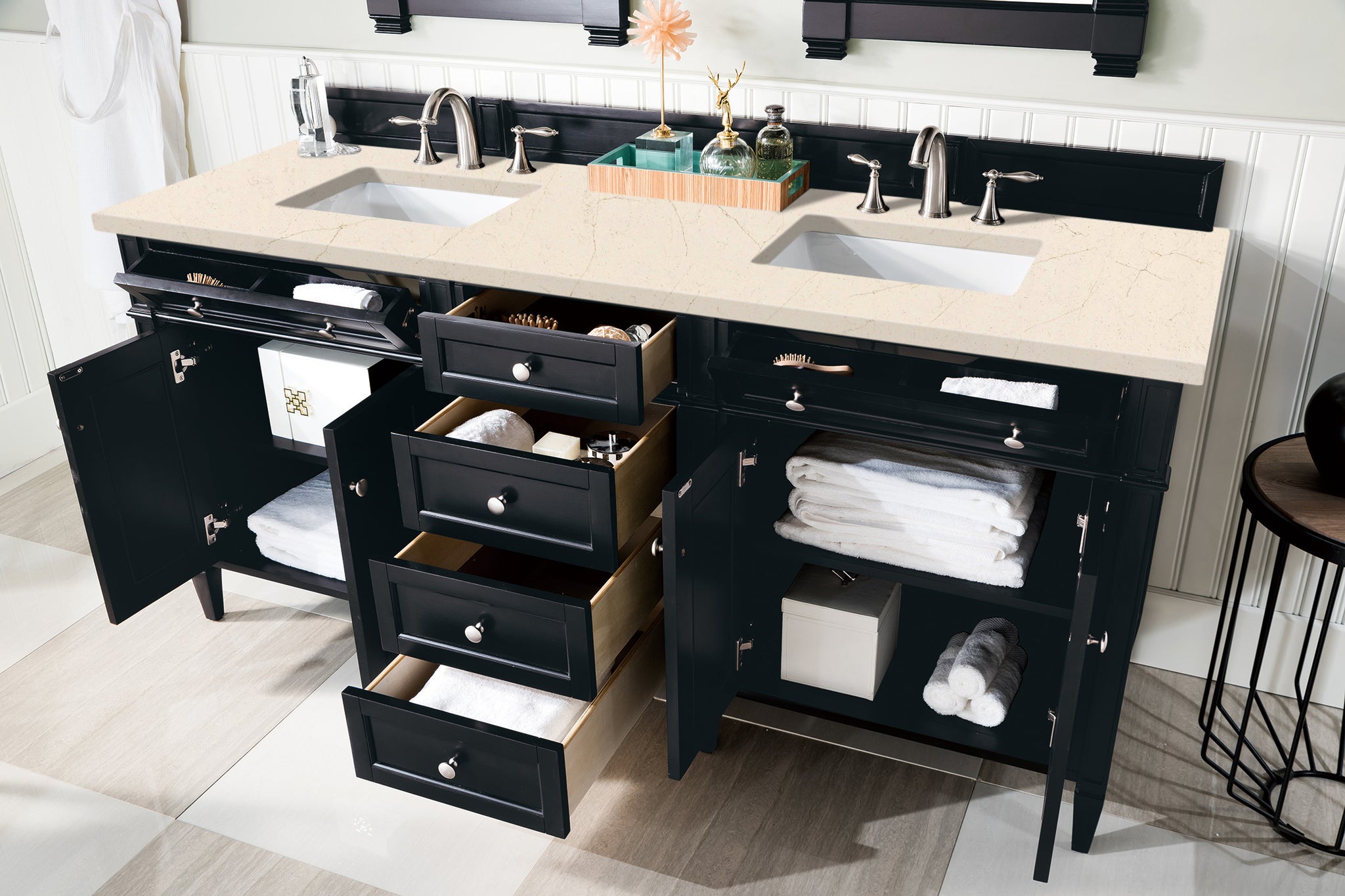 James Martin Brittany 72" Double Bathroom Vanity, Black Onyx, view 24