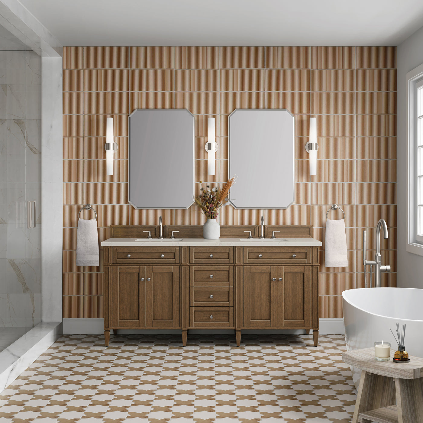 James Martin Brittany 72" Double Bathroom Vanity, Saddle Brown, view 37