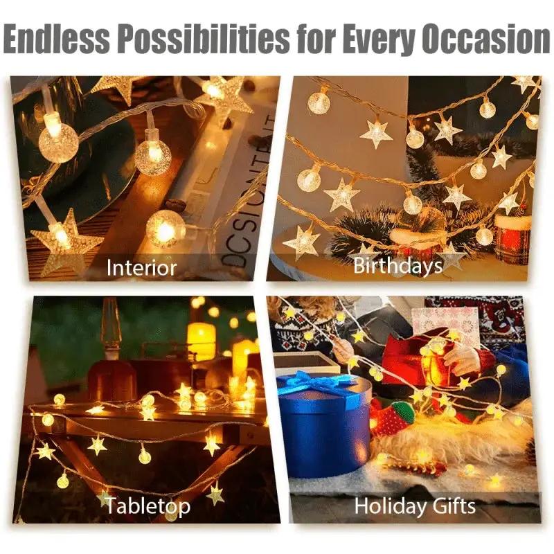 Crystal Glass String Lights with Bubble Balls by House Of Avana