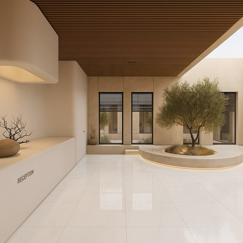 Crystal White Polished Marble Look Porcelain Tiles 24x24 Porcelain Polished 24x24 Tiles — 2
