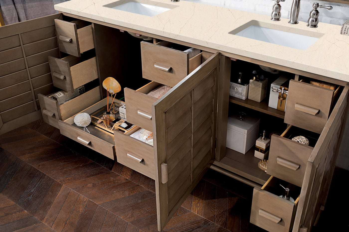 James Martin Portland 72" Double Bathroom Vanity, Whitewashed Walnut, view 29