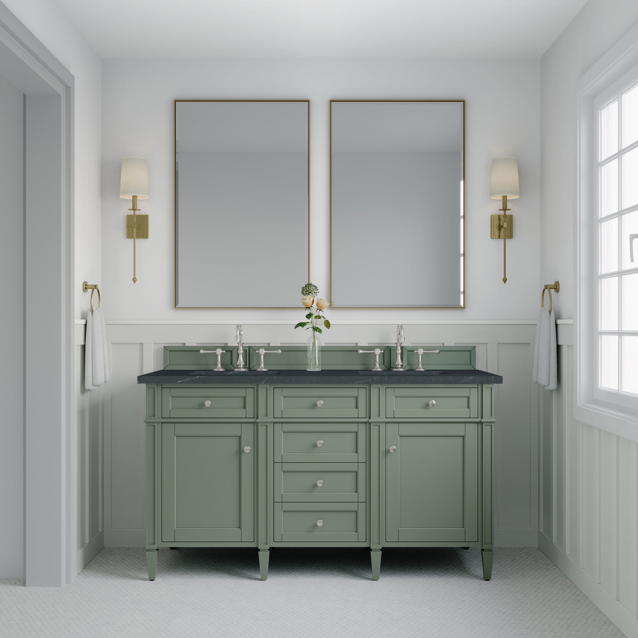 James Martin Brittany 60" Double Bathroom Vanity, Smokey Celadon, view 36