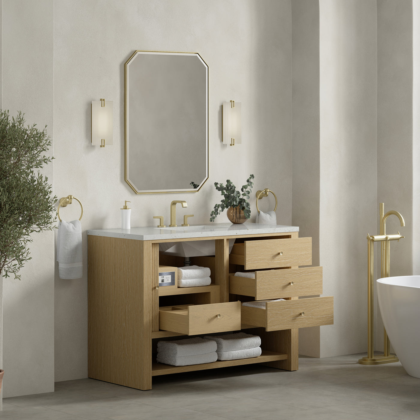 James Martin Marigot 48" Single Bathroom Vanity, Sunwashed Oak, view 24