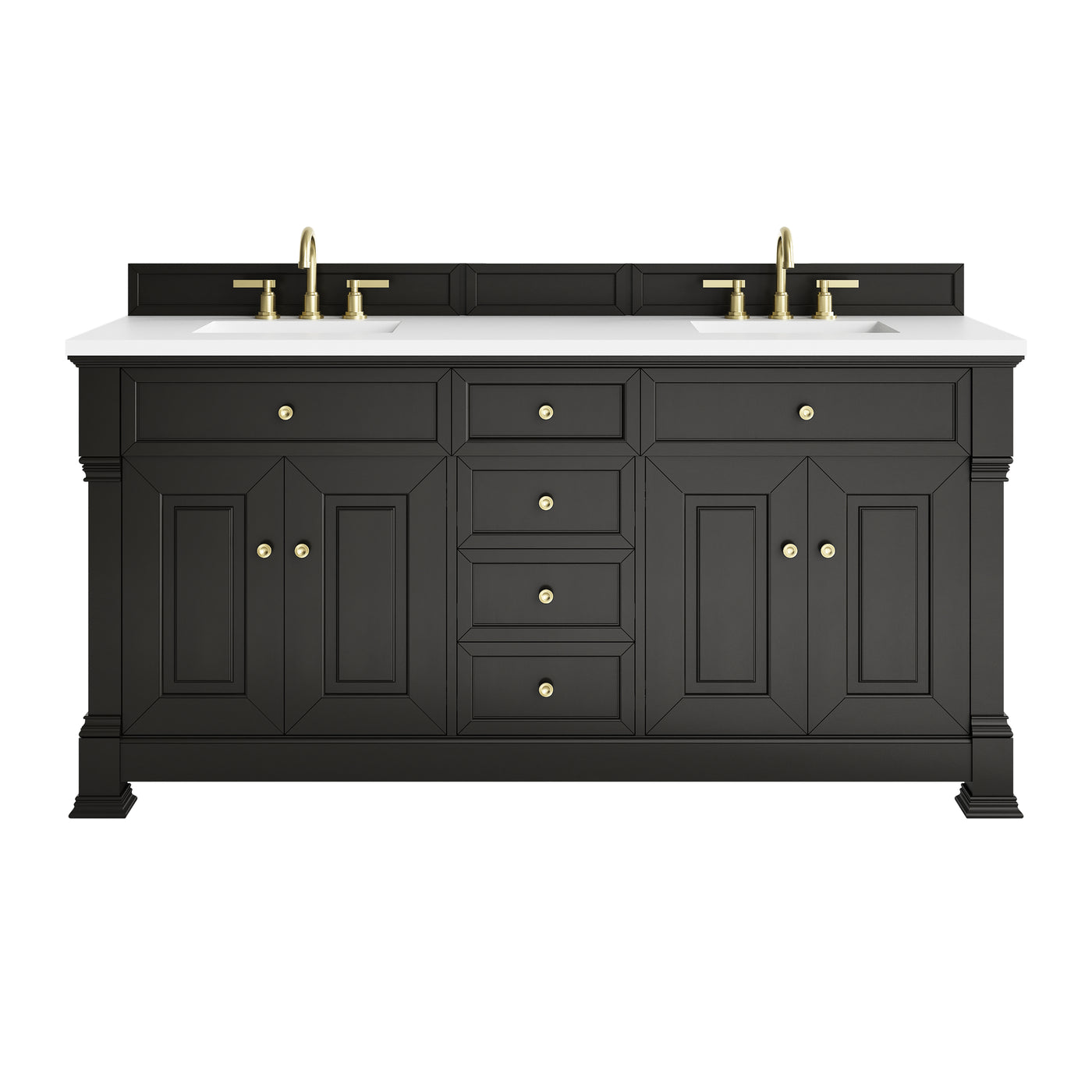 James Martin Brookfield 72" Double Bathroom Vanity, Black Onyx with White Zeus countertop