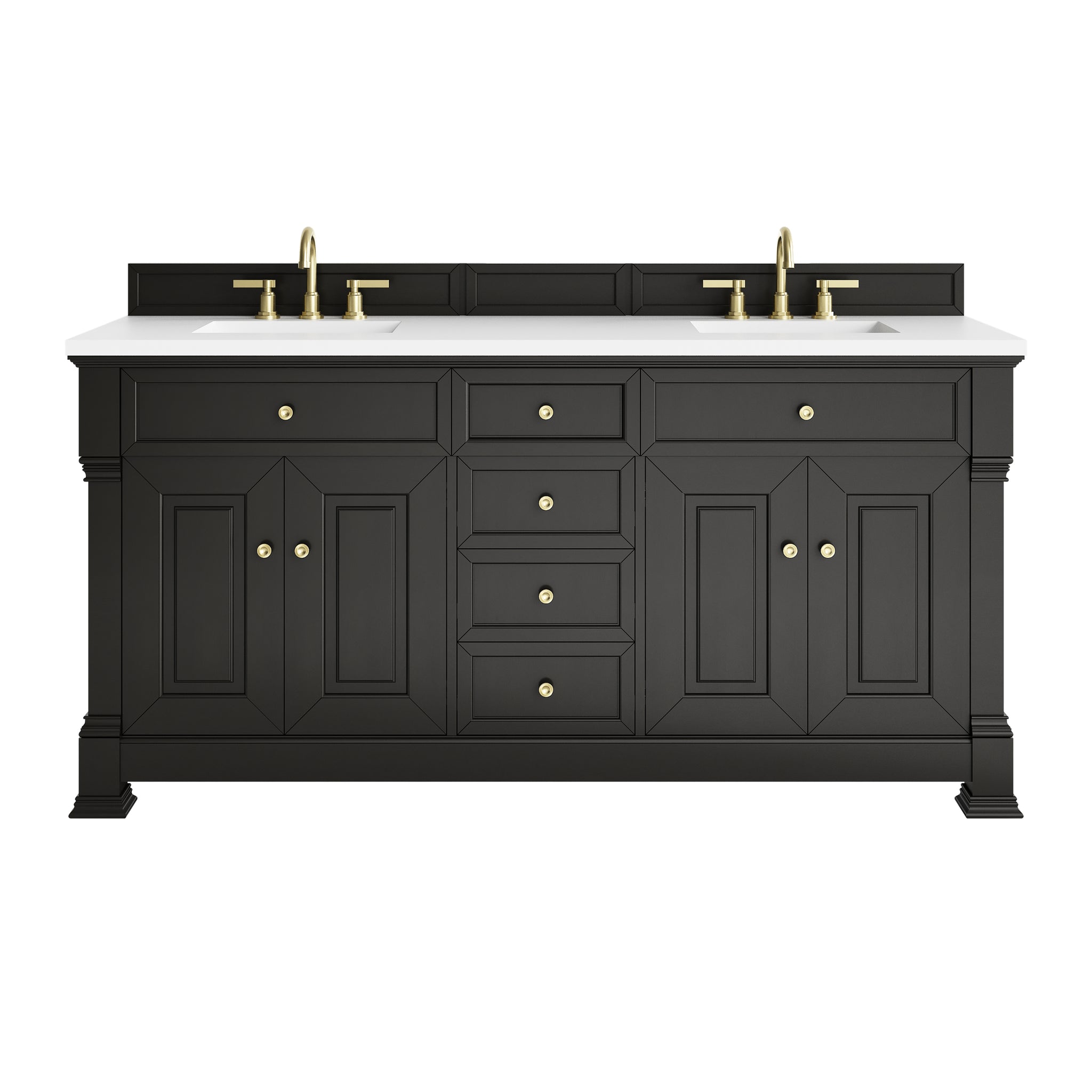 James Martin Brookfield 72" Double Bathroom Vanity, Black Onyx with White Zeus countertop