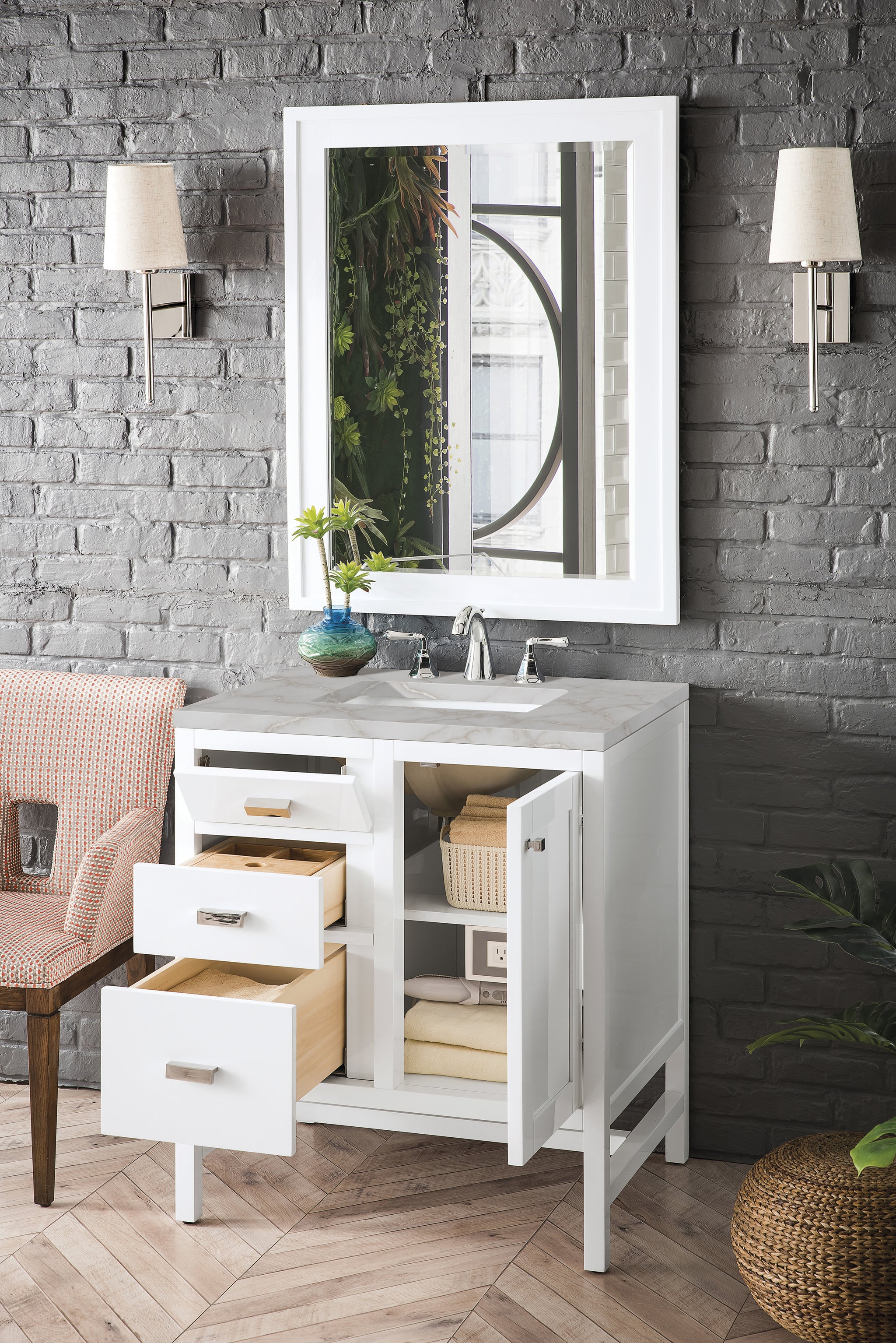 James Martin Addison 30" Single Bathroom Vanity, Glossy White, view 39