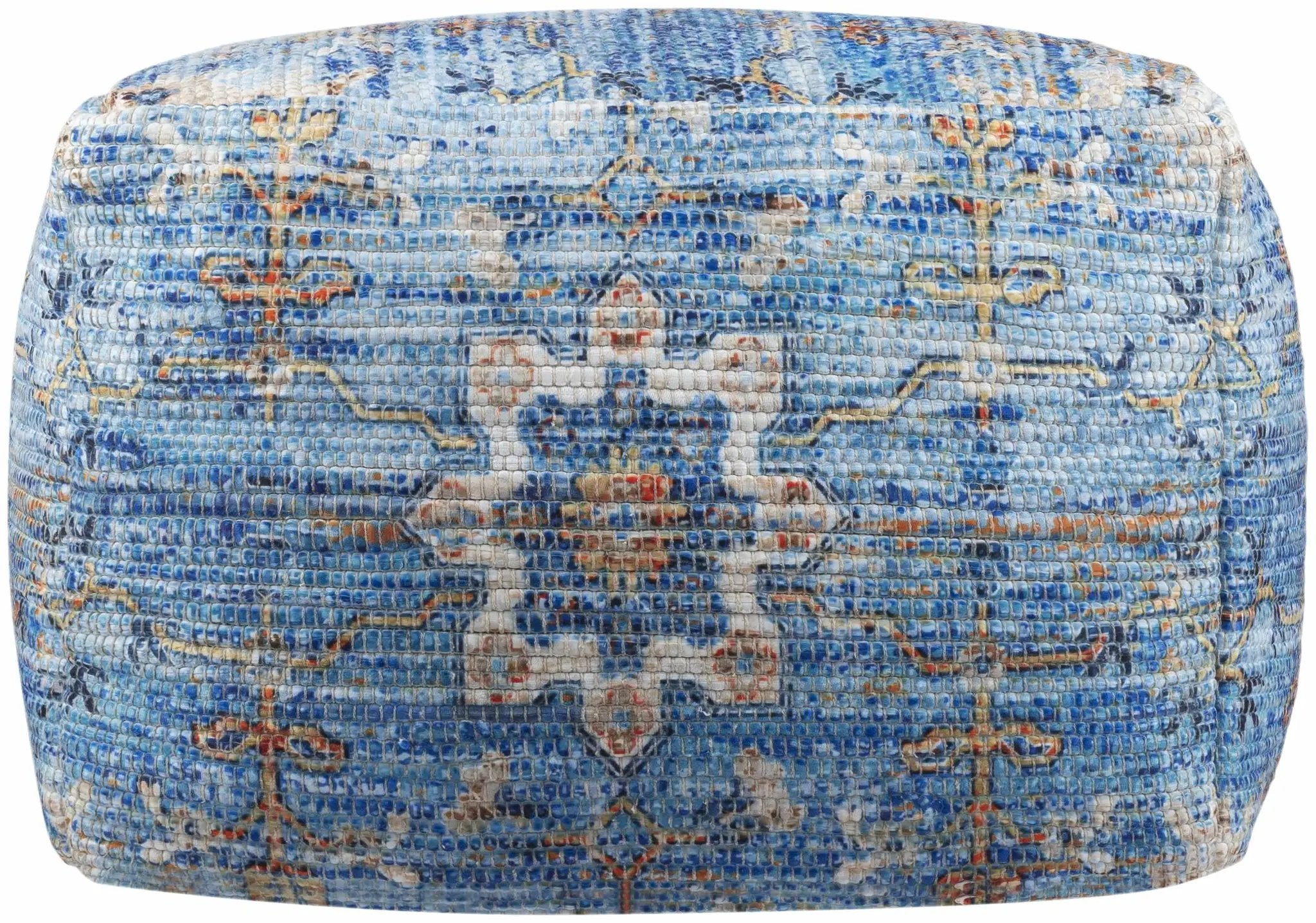 Cuddington Sky Blue Woven Pouf by Boutique Rugs