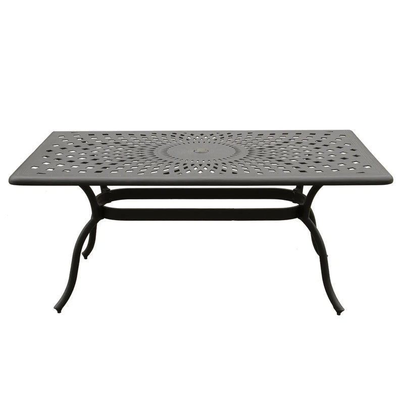 Modern Outdoor Mesh Aluminum Black 67-in Rectangle Patio Dining Table by Sharicks