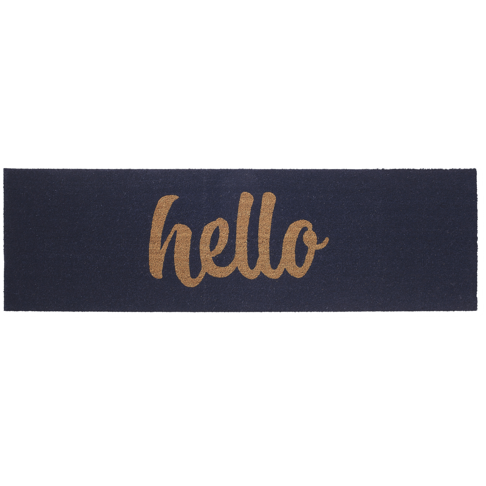Cursive Hello Doormat Handwoven, Durable - Dark Blue by Fab Habitat