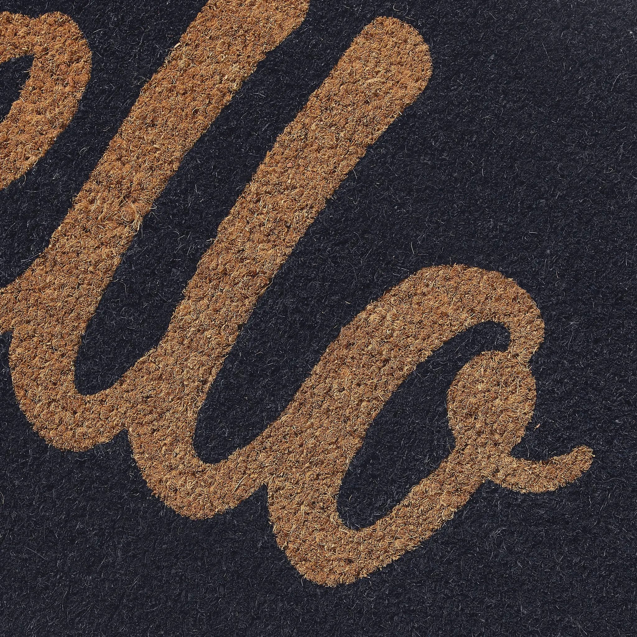 Cursive Hello Doormat Handwoven, Durable - Dark Blue by Fab Habitat
