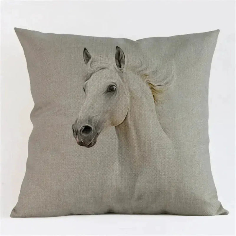 Cushion Cover - Decorative Horse Print Beige by House Of Avana