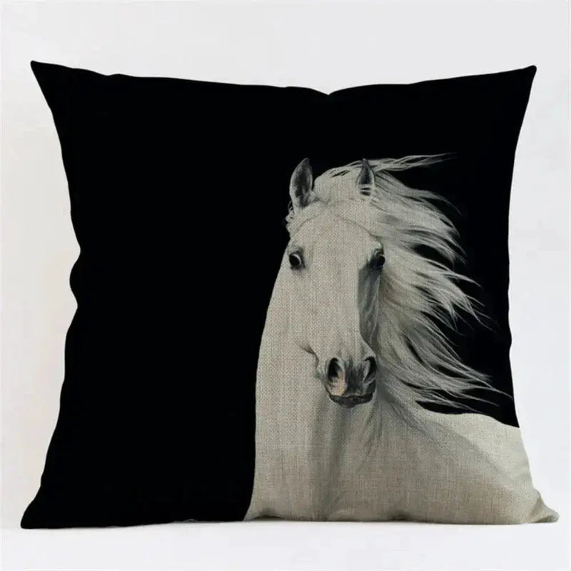 Cushion Cover - Decorative Horse Print Beige by House Of Avana