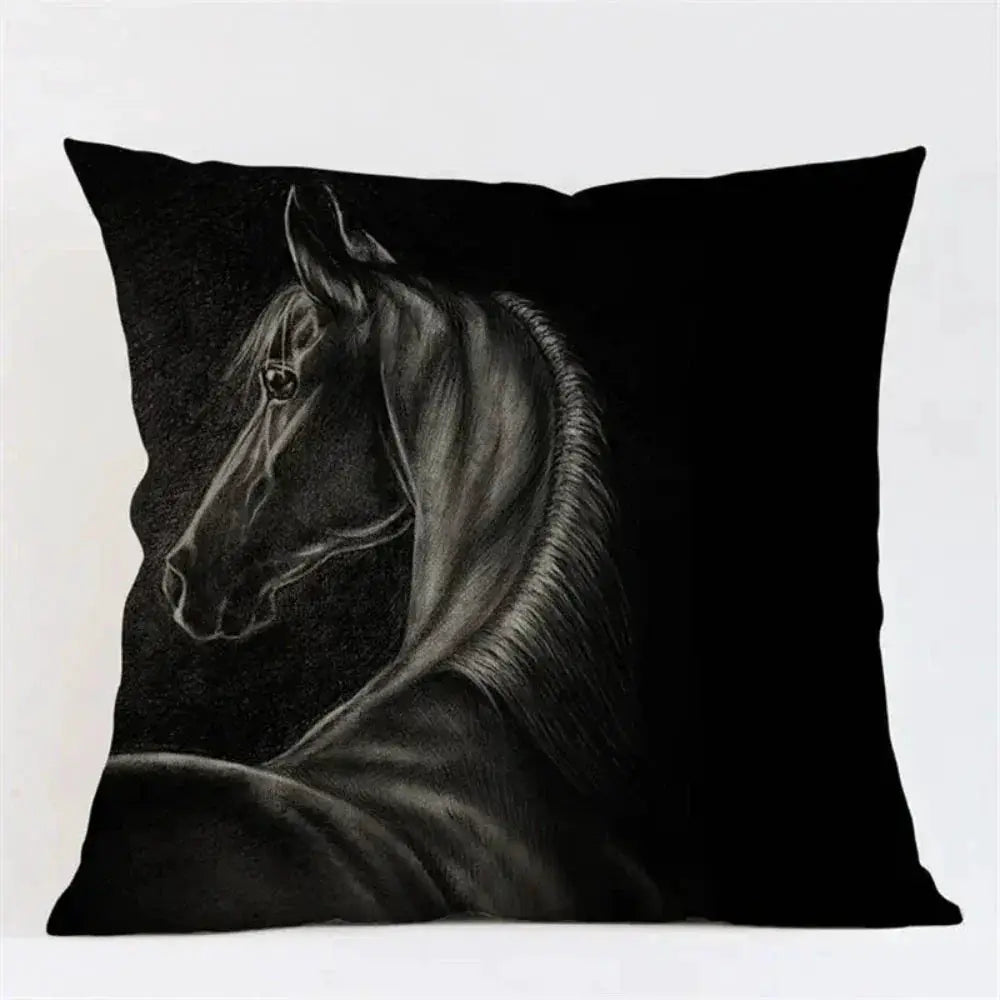 Cushion Cover - Decorative Horse Print Beige by House Of Avana