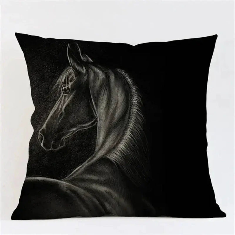 Cushion Cover - Decorative Horse Print Beige by House Of Avana