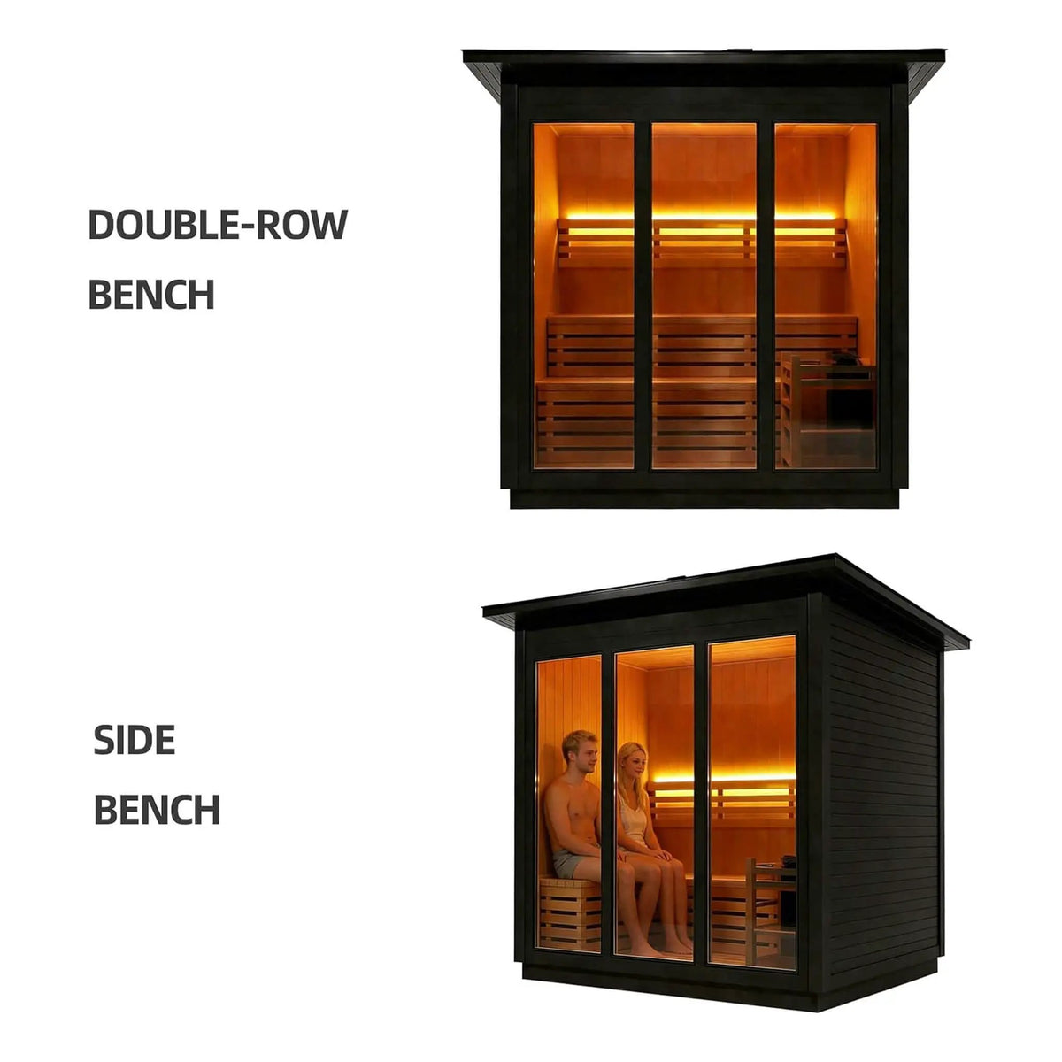 Custom 4-Person Luxury Canadian Hemlock Outdoor Steam Sauna With Heater And Stones [Made-To-Order] (SAK79406) by SAKSBY WHOLESALE