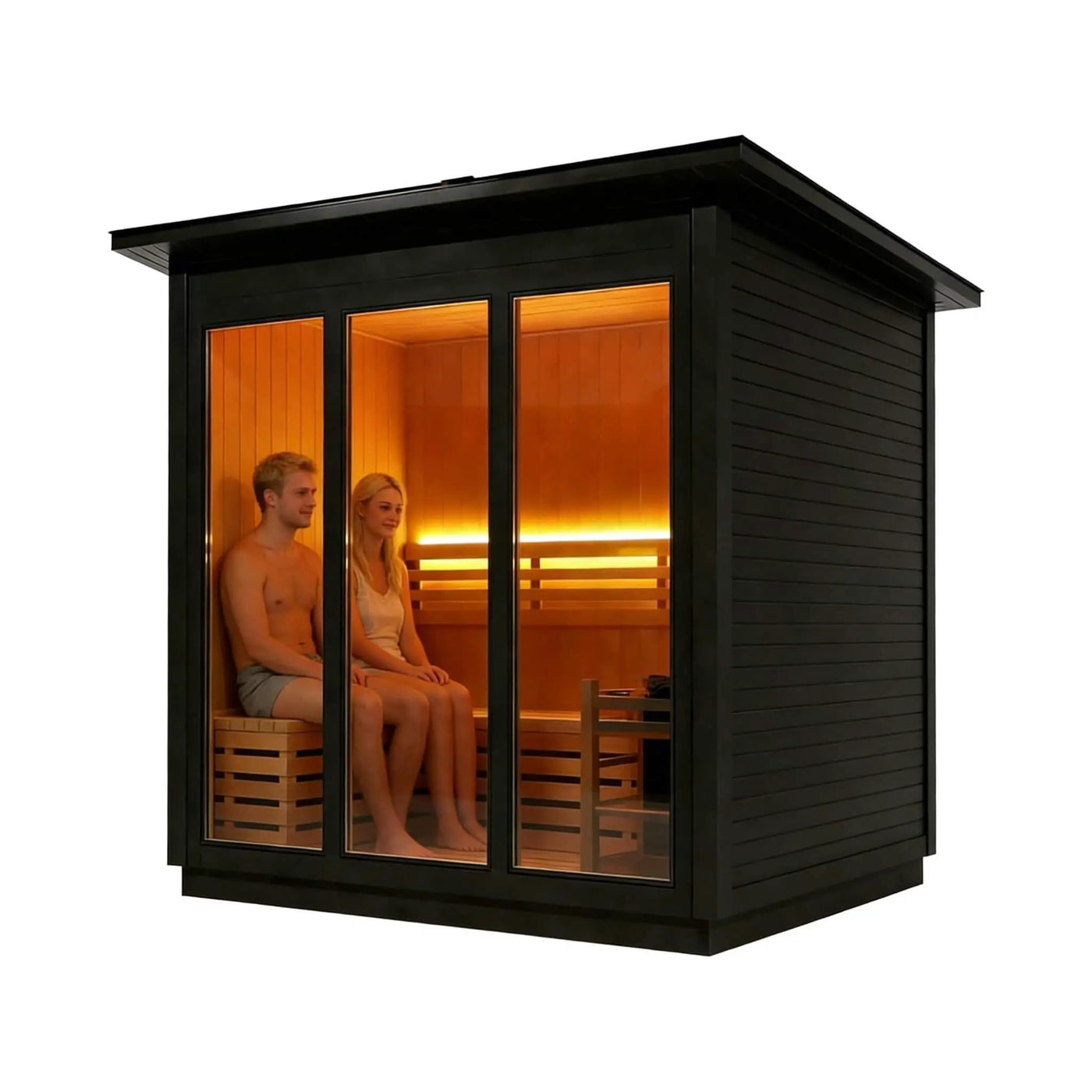 Custom 4-Person Luxury Canadian Red Cedar Outdoor Steam Sauna With Heater And Stones [Made-To-Order] (SAK42068) by SAKSBY WHOLESALE