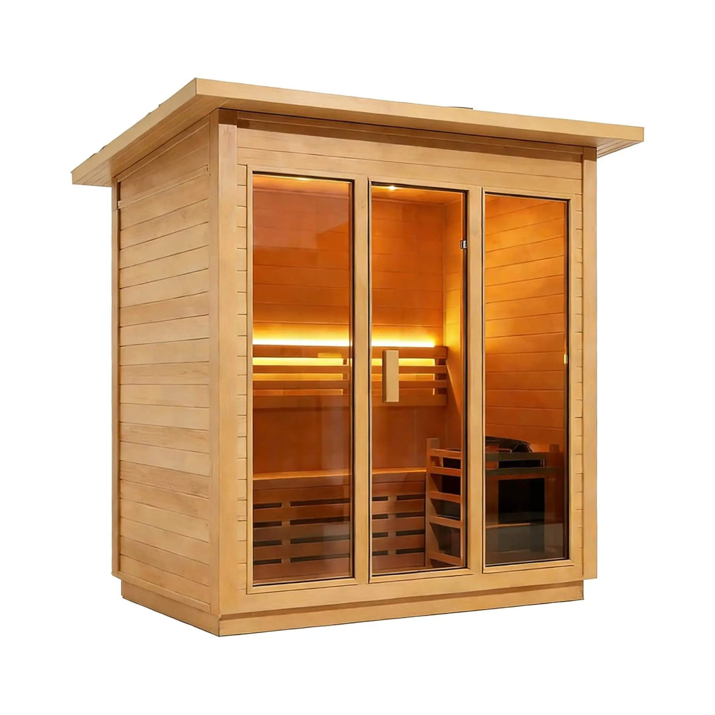 Custom 4-Person Luxury Canadian Hemlock Outdoor Steam Sauna With Heater And Stones [Made-To-Order] (SAK79406) by SAKSBY WHOLESALE