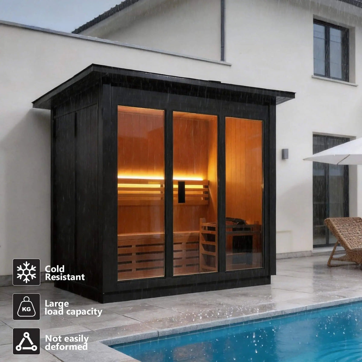 Custom 4-Person Luxury Spruce Outdoor Steam Sauna With Heater And Stones [Made-To-Order] (SAK87912) by SAKSBY WHOLESALE