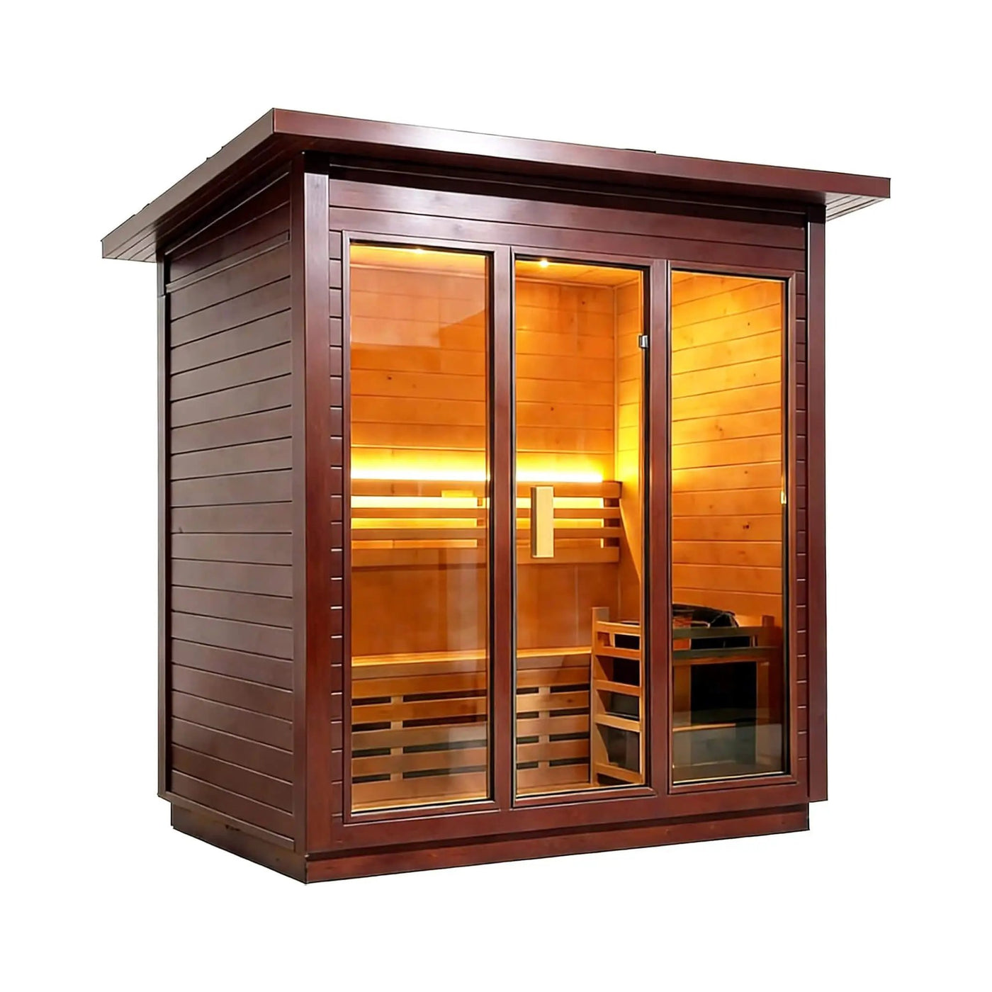 Custom 4-Person Luxury Canadian Red Cedar Outdoor Steam Sauna With Heater And Stones [Made-To-Order] (SAK42068) by SAKSBY WHOLESALE