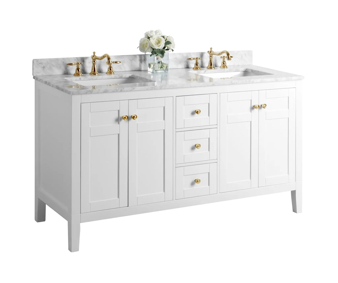 Maili Bathroom Vanity with Sink and Carrara White Marble Top Cabinet Set by Ancerre Designs