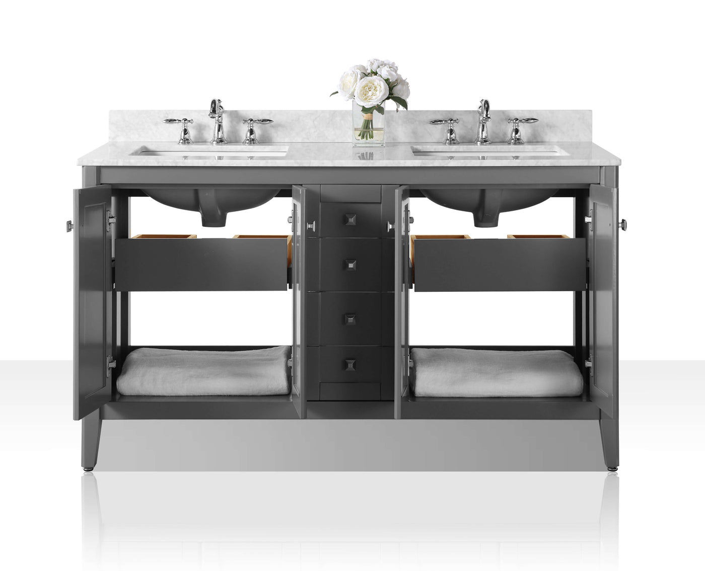 Shelton Bathroom Vanity with Sink and Carrara White Marble Top Cabinet Set by Ancerre Designs