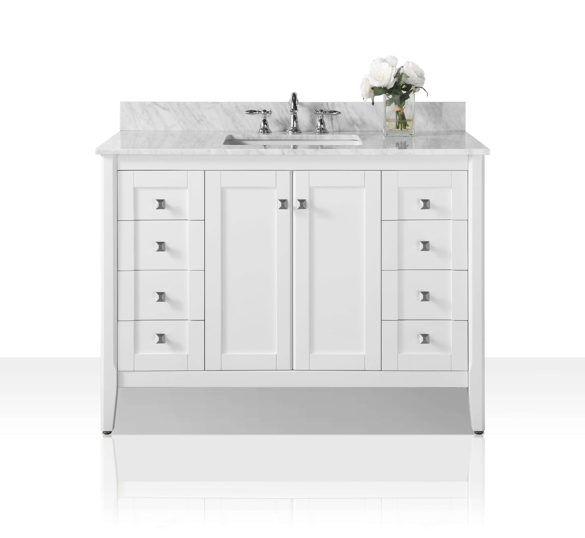 Shelton Bathroom Vanity with Sink and Carrara White Marble Top Cabinet Set by Ancerre Designs