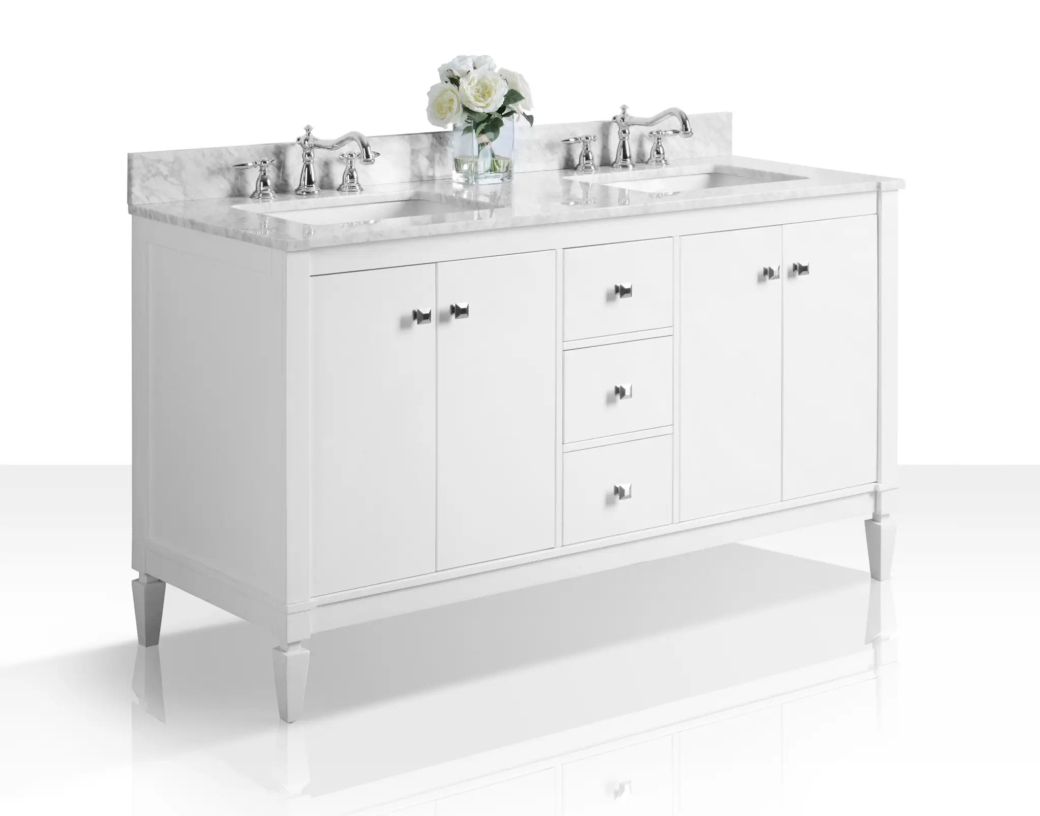 Kayleigh Bathroom Vanity with Sink and Carrara White Marble Top Cabinet Set by Ancerre Designs