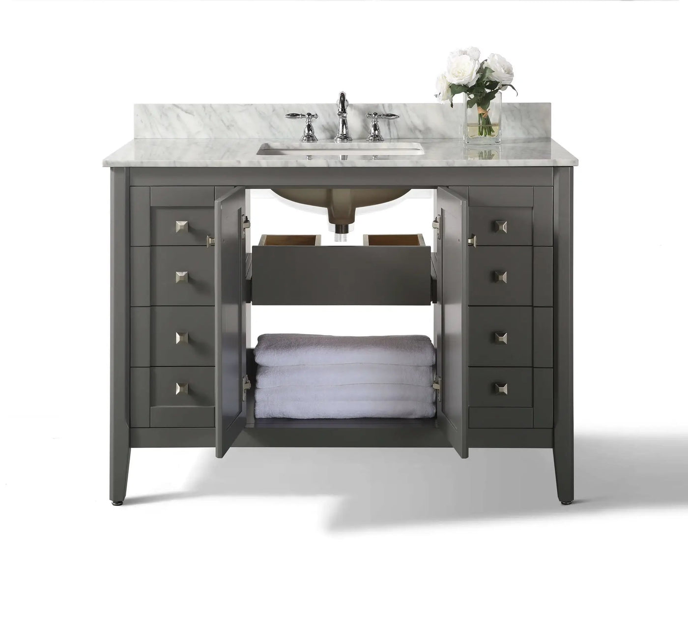 Shelton Bathroom Vanity with Sink and Carrara White Marble Top Cabinet Set by Ancerre Designs