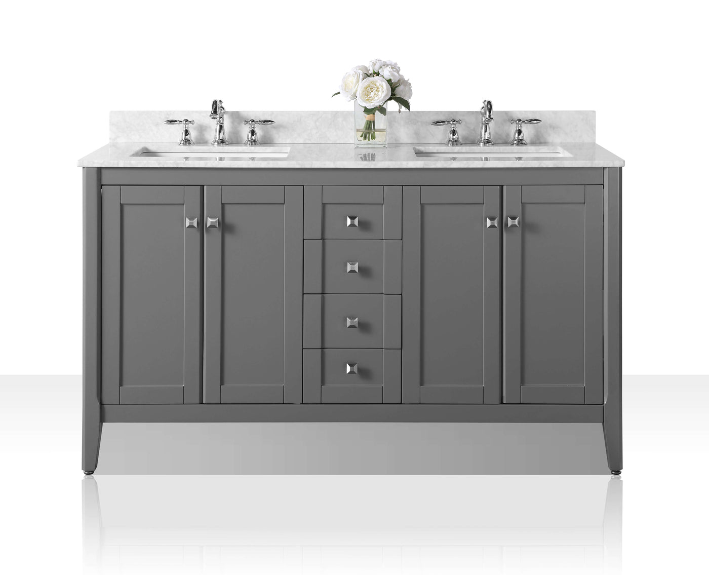 Shelton Bathroom Vanity with Sink and Carrara White Marble Top Cabinet Set by Ancerre Designs