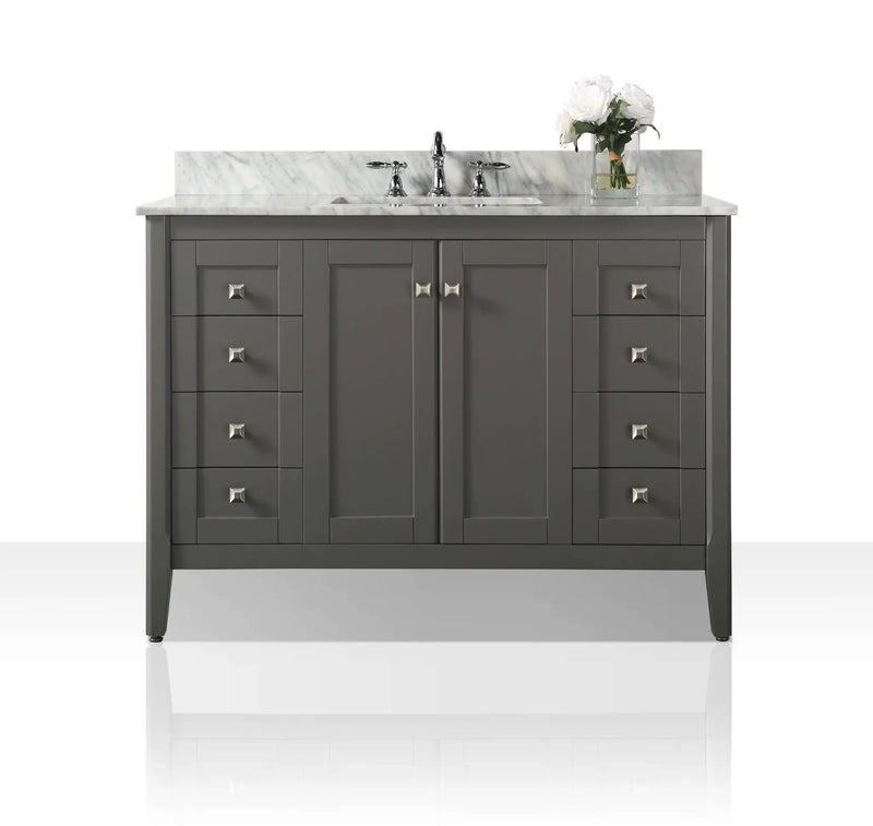 Shelton Bathroom Vanity with Sink and Carrara White Marble Top Cabinet Set by Ancerre Designs