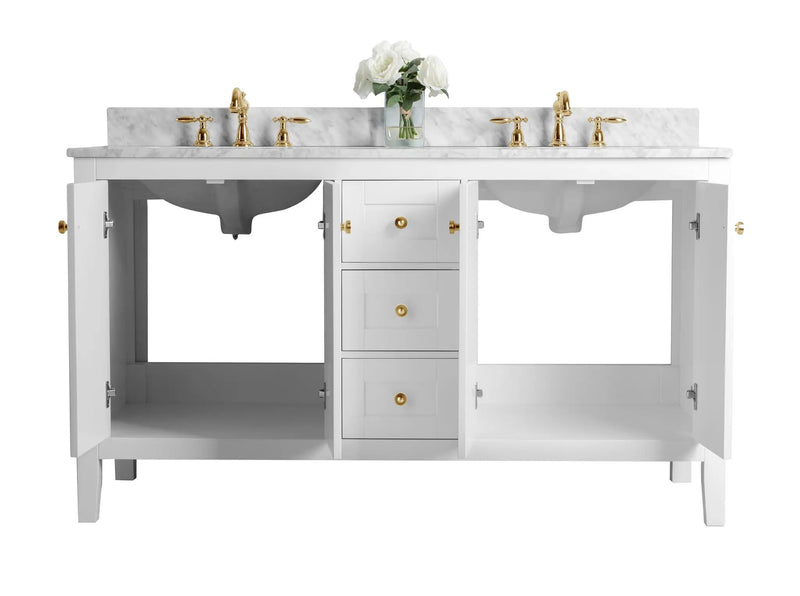 Maili Bathroom Vanity with Sink and Carrara White Marble Top Cabinet Set by Ancerre Designs