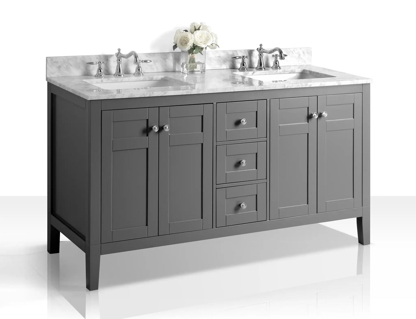 Maili Bathroom Vanity with Sink and Carrara White Marble Top Cabinet Set by Ancerre Designs