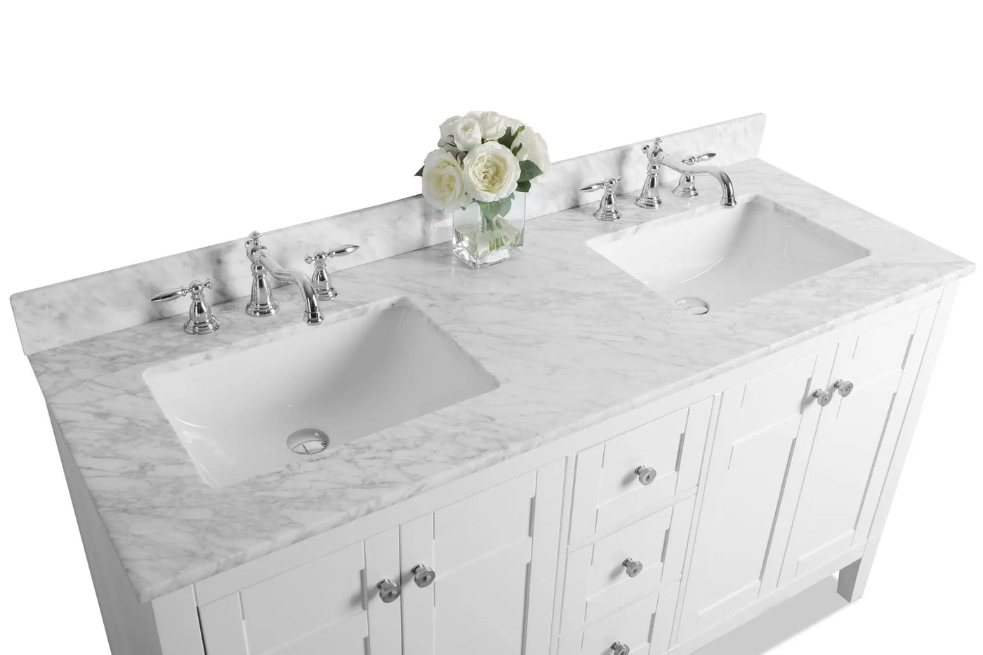 Maili Bathroom Vanity with Sink and Carrara White Marble Top Cabinet Set by Ancerre Designs