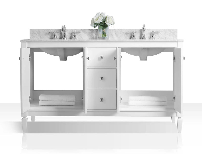 Kayleigh Bathroom Vanity with Sink and Carrara White Marble Top Cabinet Set by Ancerre Designs