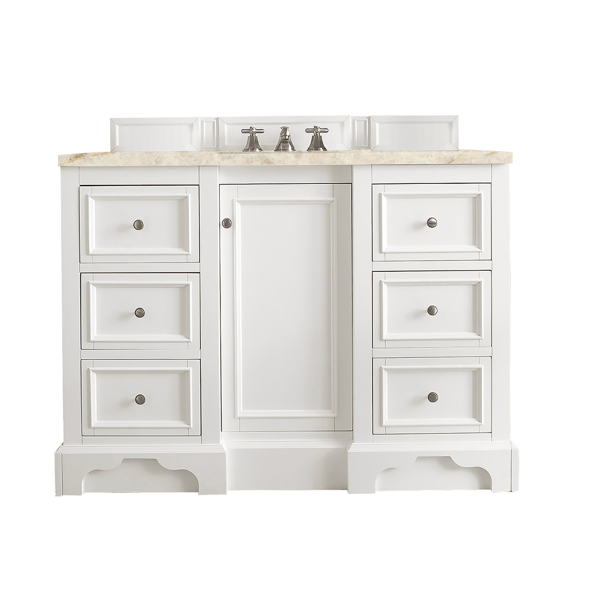James Martin De Soto 48" Single Bathroom Vanity, Bright White with Tajnar countertop