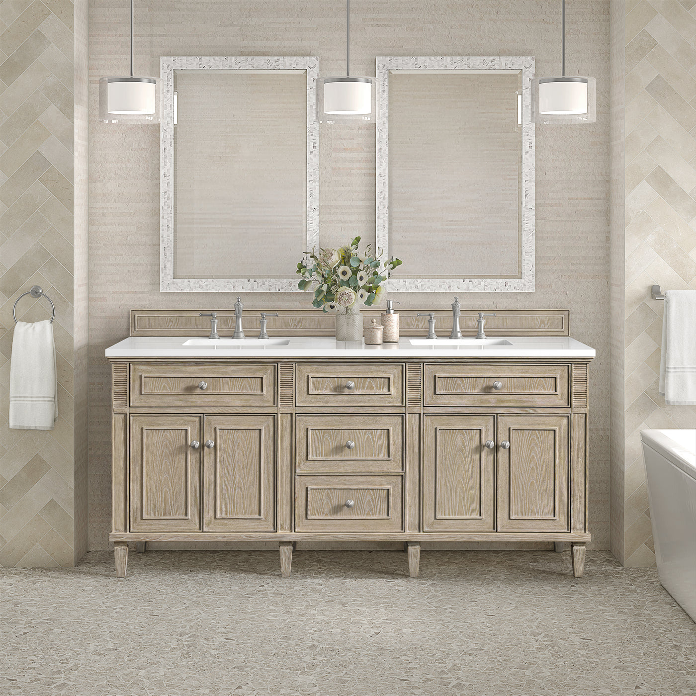 James Martin Lorelai 72" Double Bathroom Vanity, Whitewashed Oak, view 30