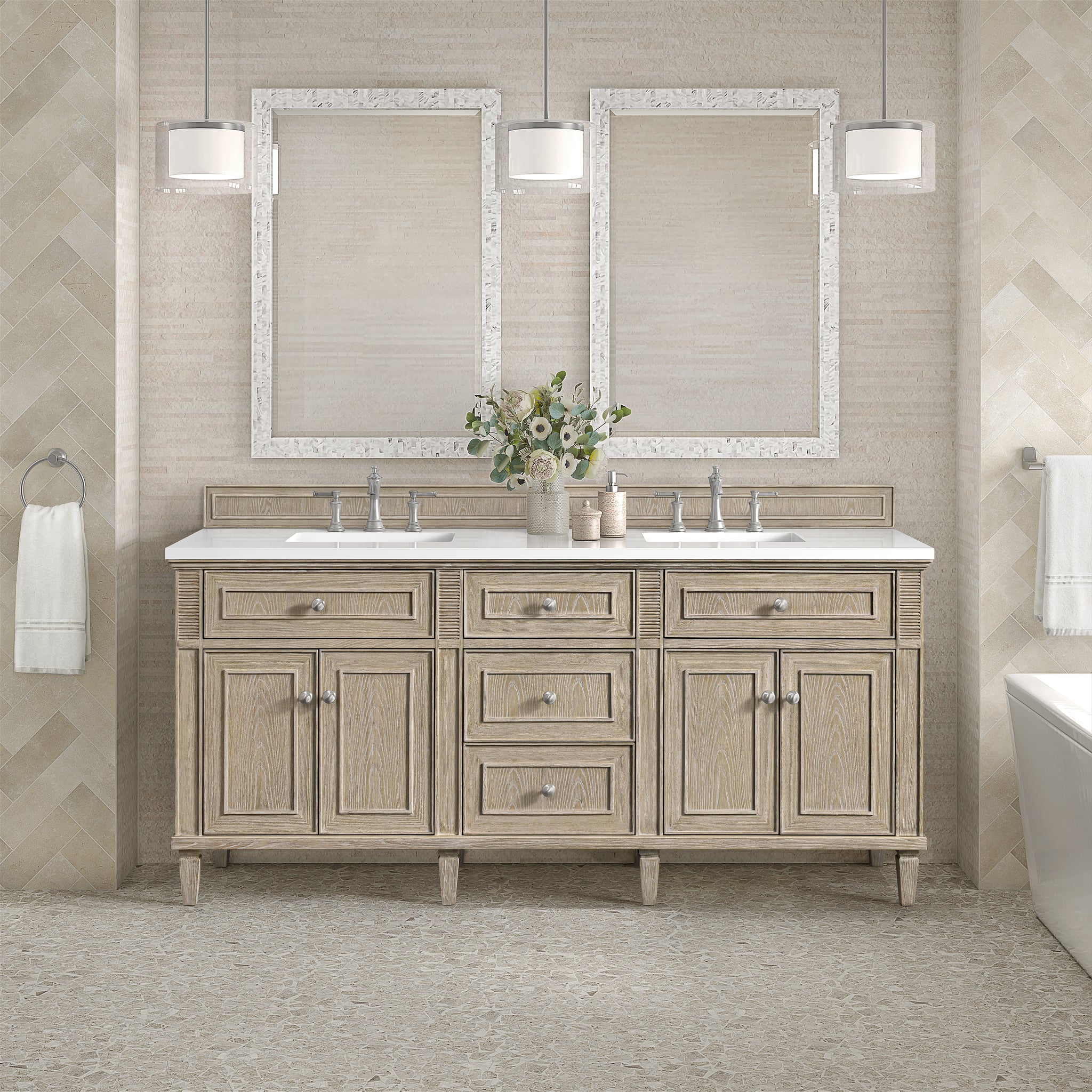 James Martin Lorelai 72" Double Bathroom Vanity, Whitewashed Oak, view 30