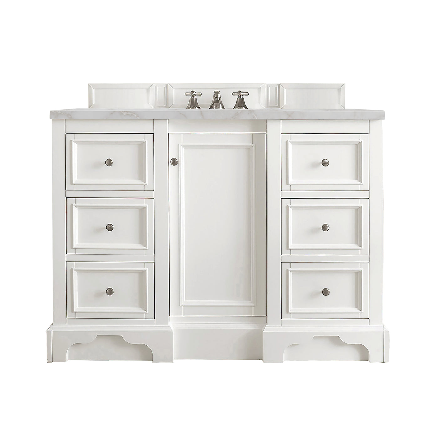 James Martin De Soto 48" Single Bathroom Vanity, Bright White with Victorian Silver countertop