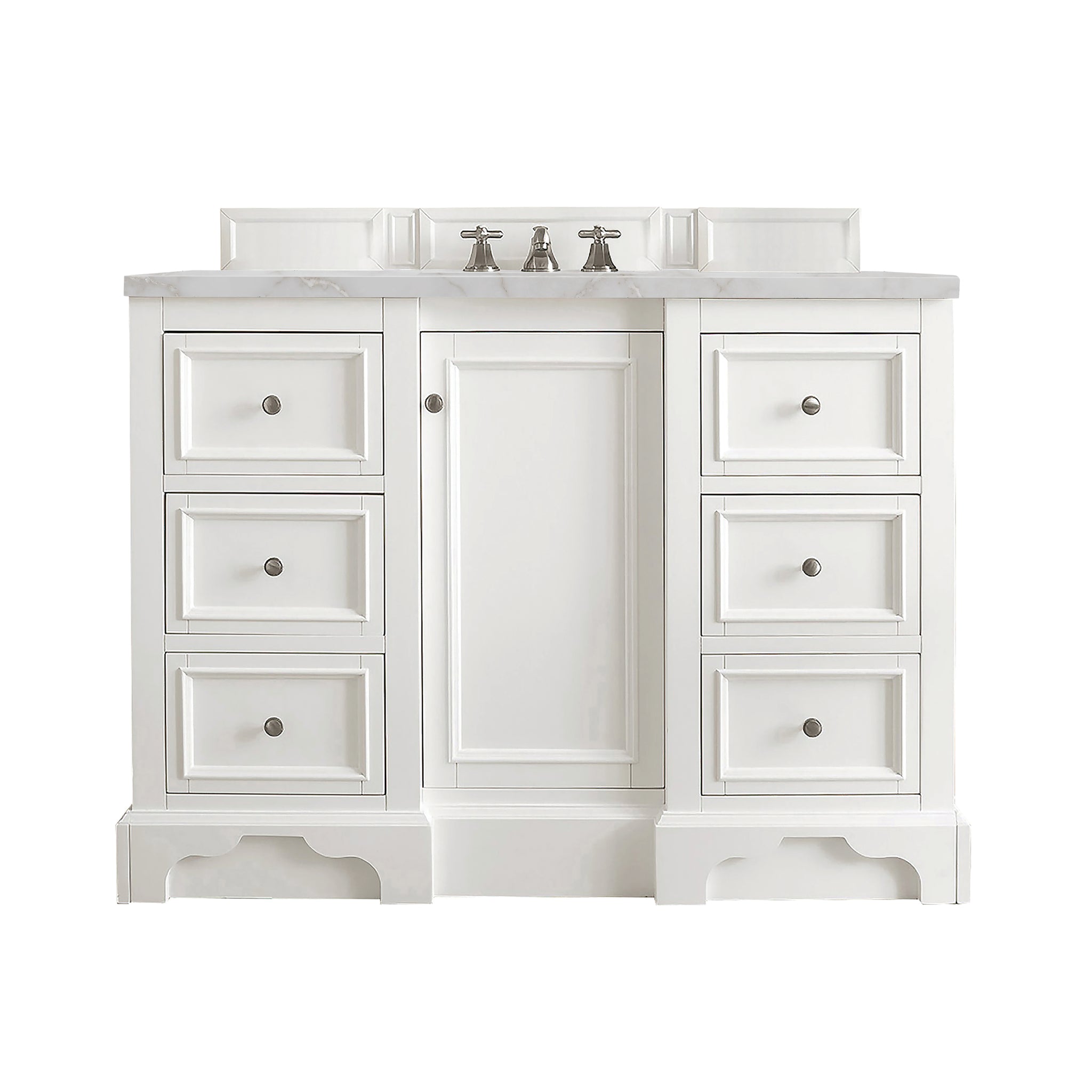 James Martin De Soto 48" Single Bathroom Vanity, Bright White with Victorian Silver countertop