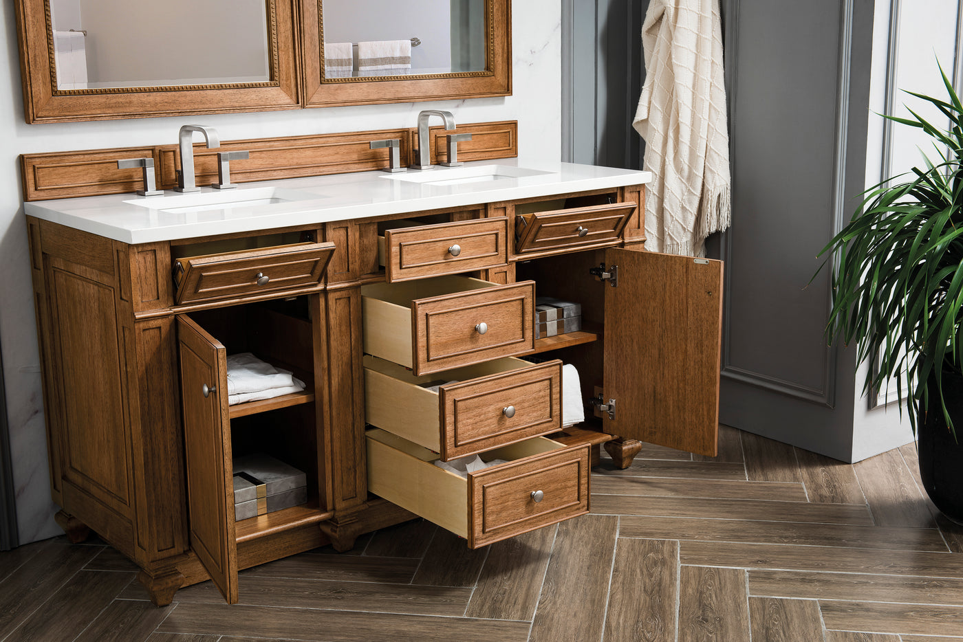 James Martin Bristol 60" Double Bathroom Vanity, Saddle Brown, view 23