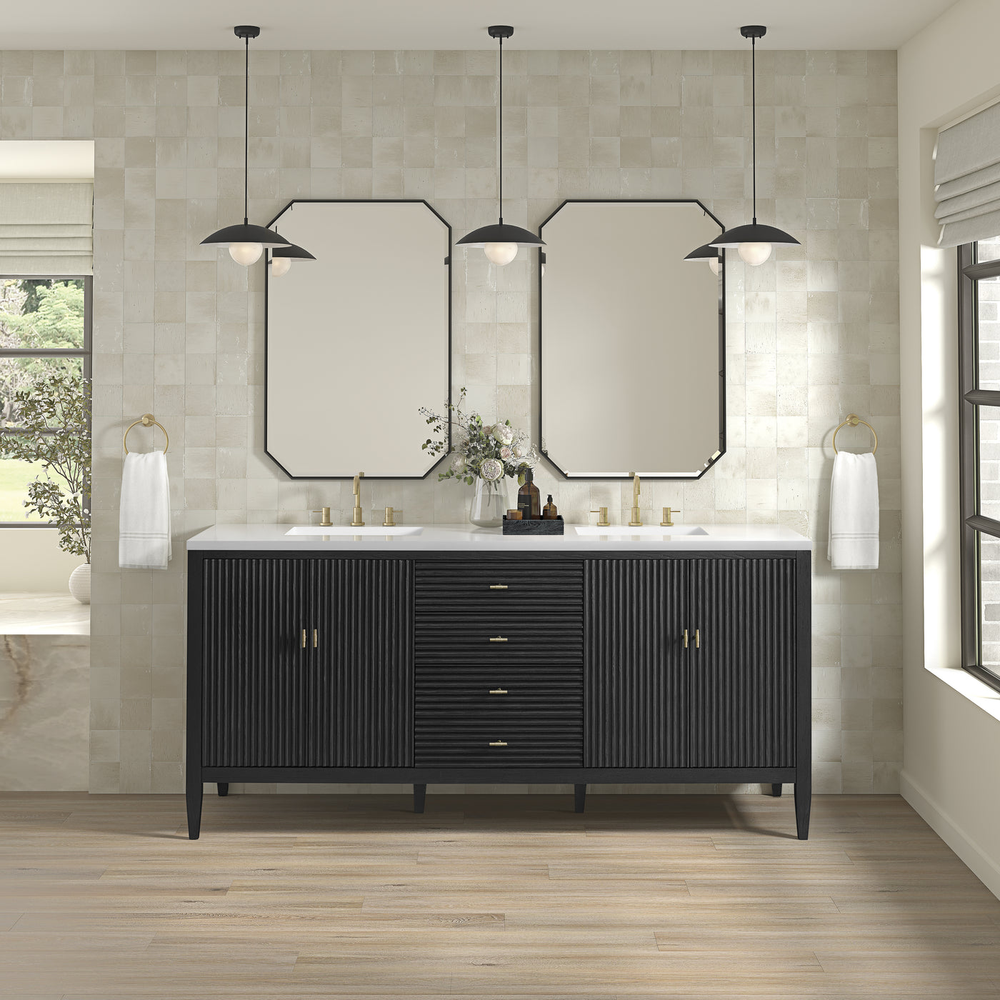 James Martin Myrrin 72" Single Bathroom Vanity, Carbon Oak, view 4